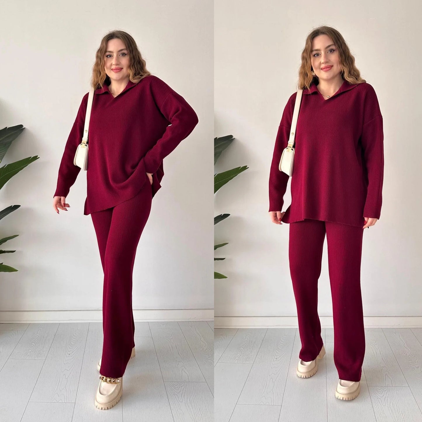 Batwing V-Collar Style Turkish Lawn 2-Pcs Stiched Co-Ord Set.