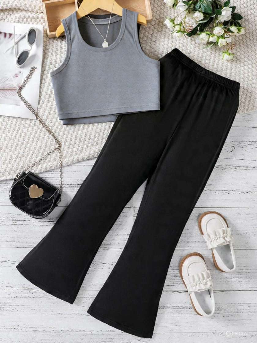 GRAY TANK TOP & BLACK FLAPPER