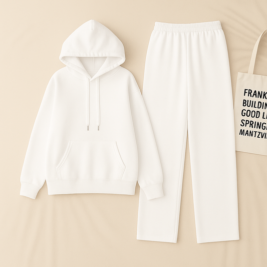 White Hoodie & White Flapper Trouser