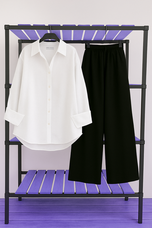 White Shirt & Black Pant Set