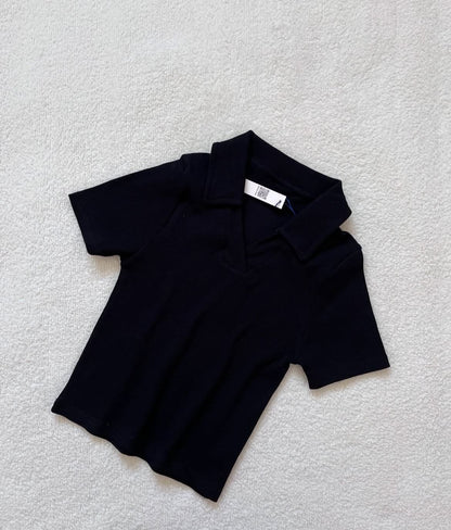 Ribbed Chic V Neck Polo