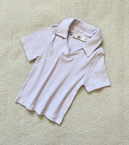 Ribbed Chic V Neck Polo