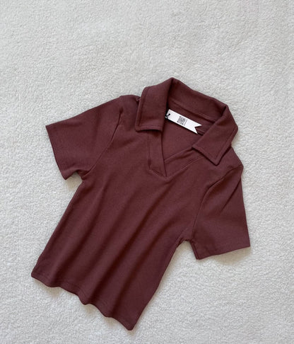 Ribbed Chic V Neck Polo