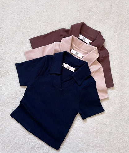 Ribbed Chic V Neck Polo