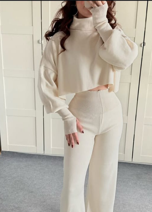 Knitted Crop Sweater & Trouser Set