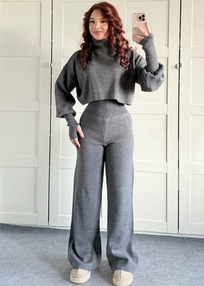 Knitted Crop Sweater & Trouser Set