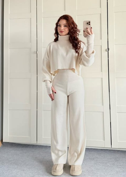 Knitted Crop Sweater & Trouser Set