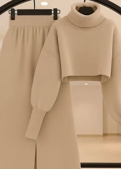 Knitted Crop Sweater & Trouser Set