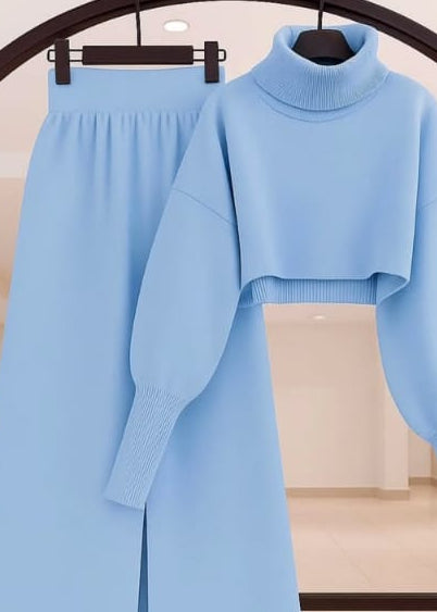 Knitted Crop Sweater & Trouser Set