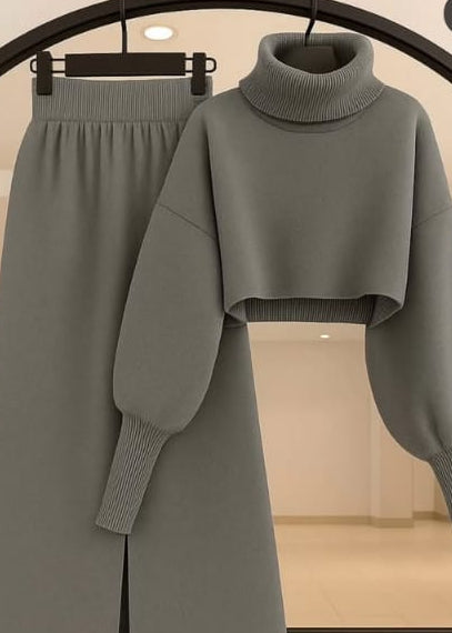 Knitted Crop Sweater & Trouser Set