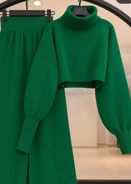 Knitted Crop Sweater & Trouser Set