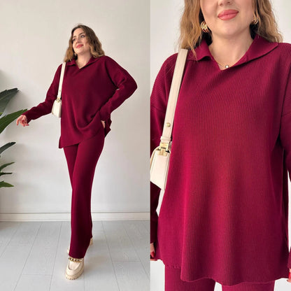 Batwing V-Collar Style Turkish Lawn 2-Pcs Stiched Co-Ord Set.