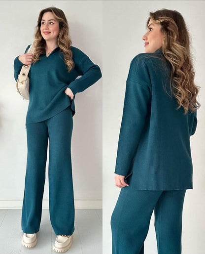 Batwing V-Collar Style Turkish Lawn 2-Pcs Stiched Co-Ord Set.