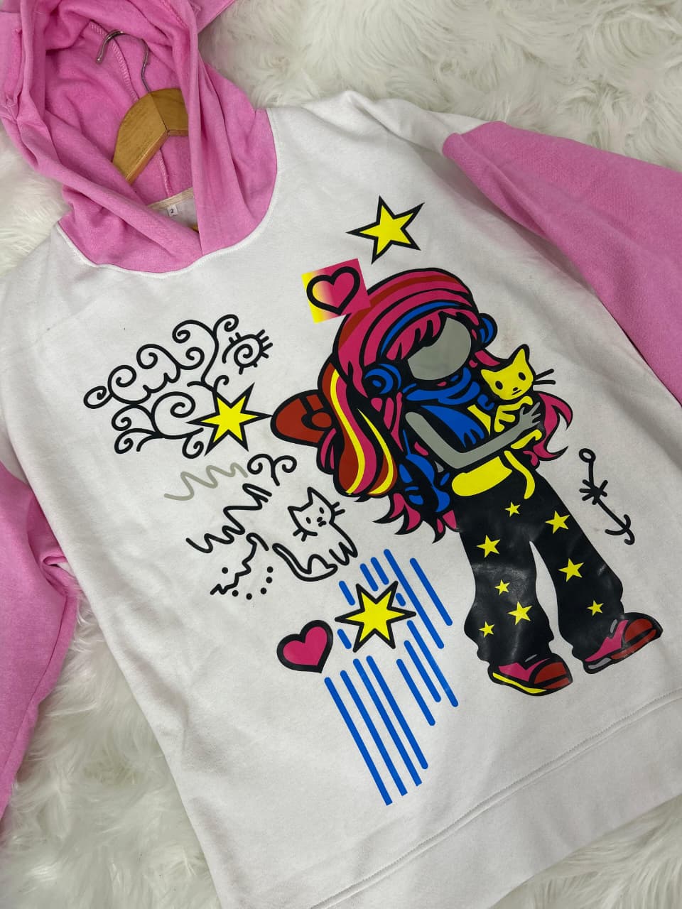 Pink Bunny Dreams Oversized Fleece Hoodie