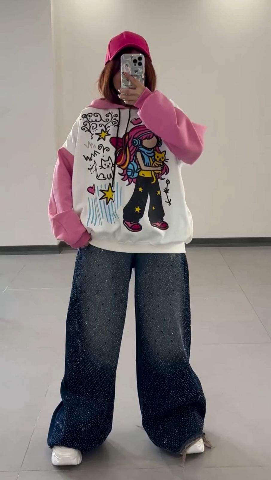 Pink Bunny Dreams Oversized Fleece Hoodie