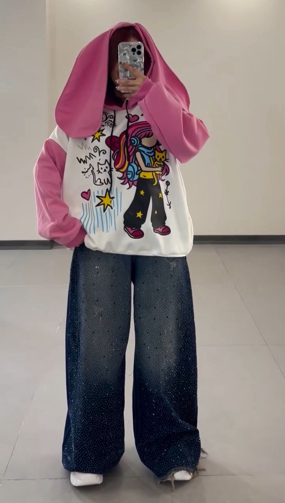 Pink Bunny Dreams Oversized Fleece Hoodie