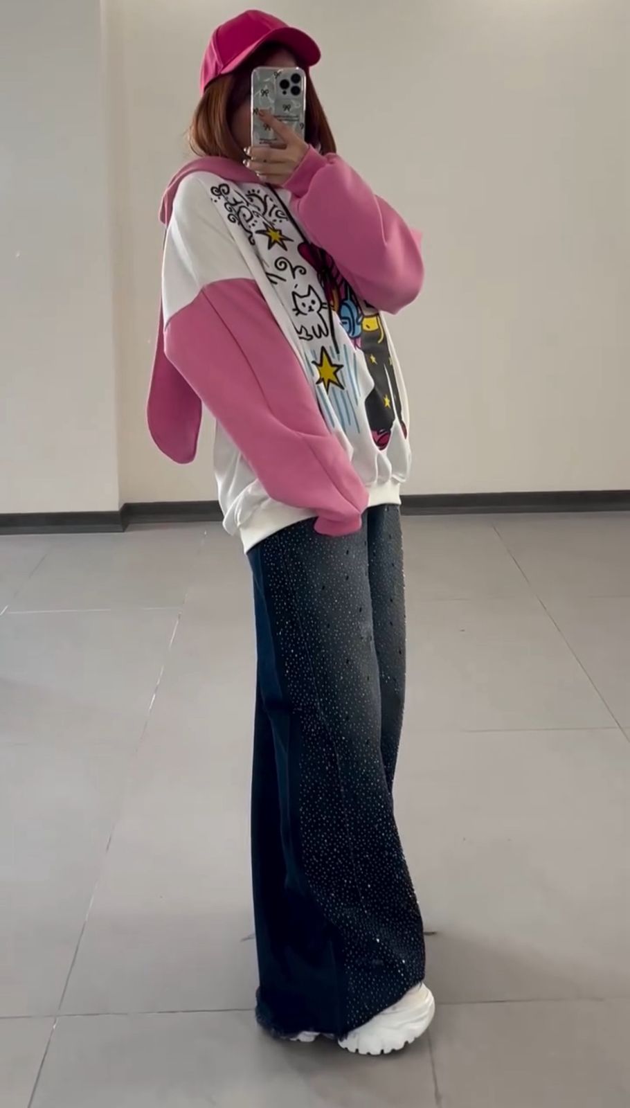 Pink Bunny Dreams Oversized Fleece Hoodie