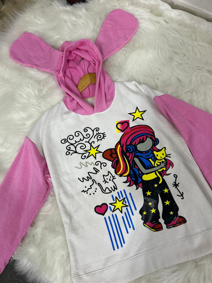 Pink Bunny Dreams Oversized Fleece Hoodie
