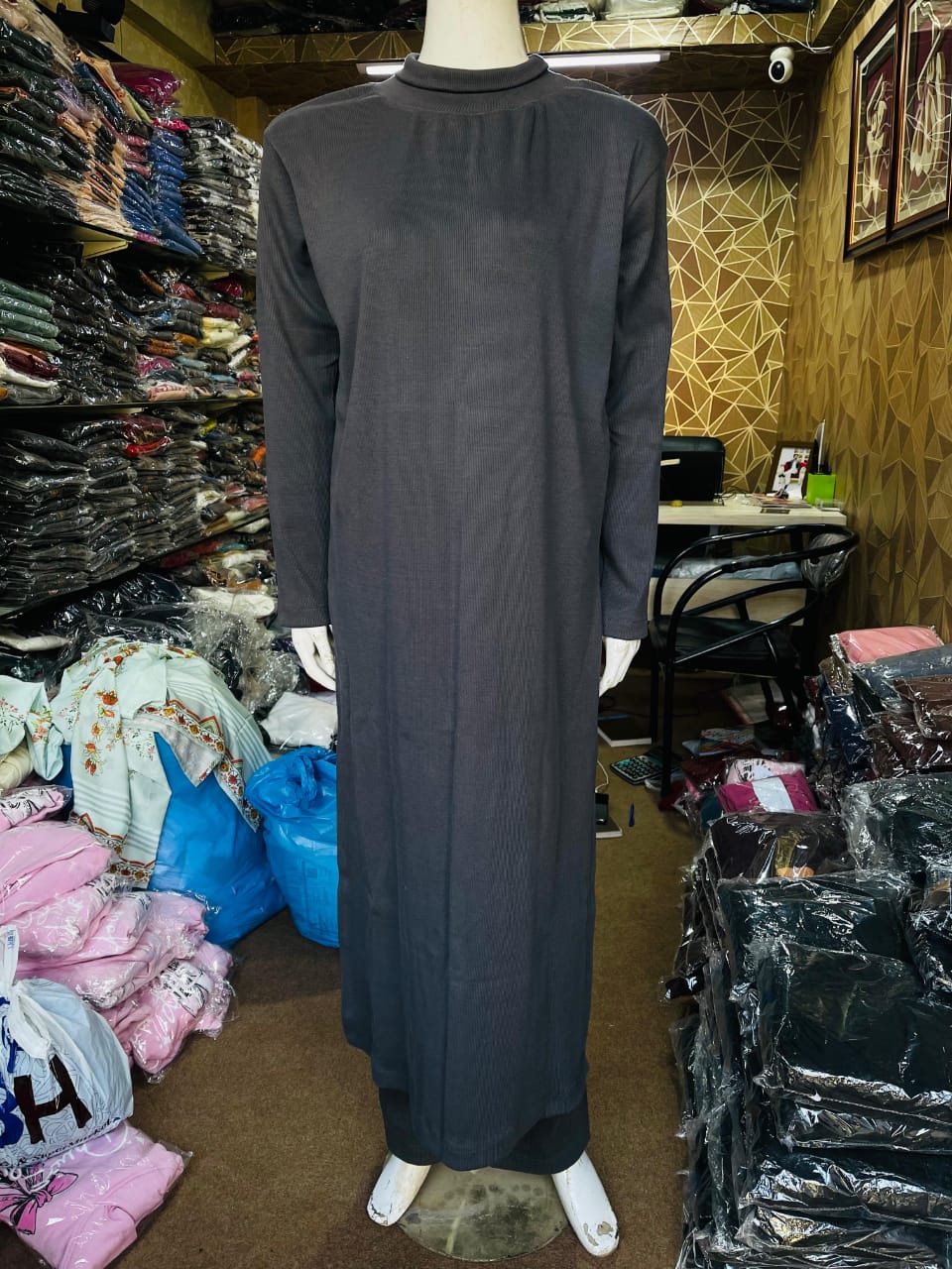 Modest High Neck Ribbed Winter Set