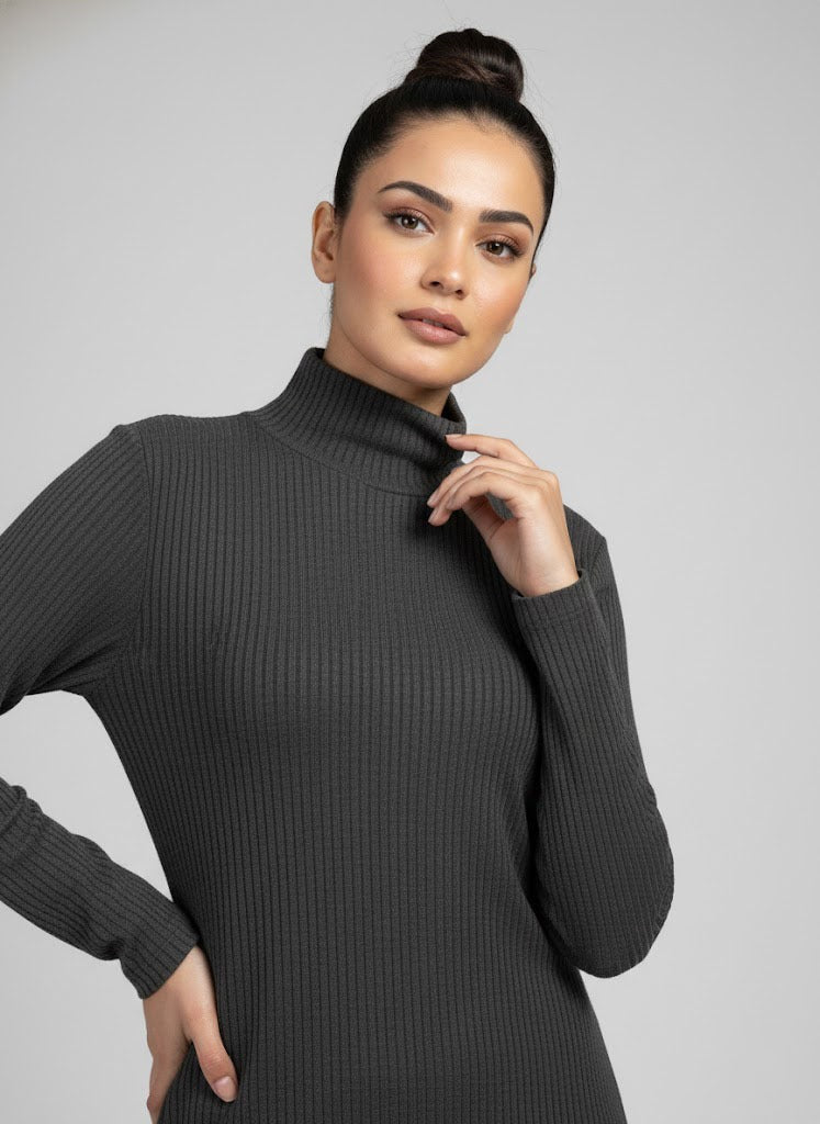 Modest High Neck Ribbed Winter Set
