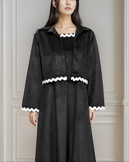 Burgundy Wave Rickrack Maxi Dress & Jacket Set