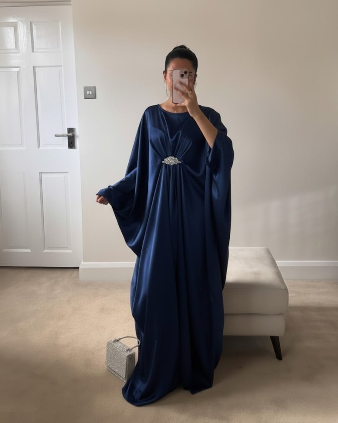 Sapphire Sparkle Embellished Evening Gown