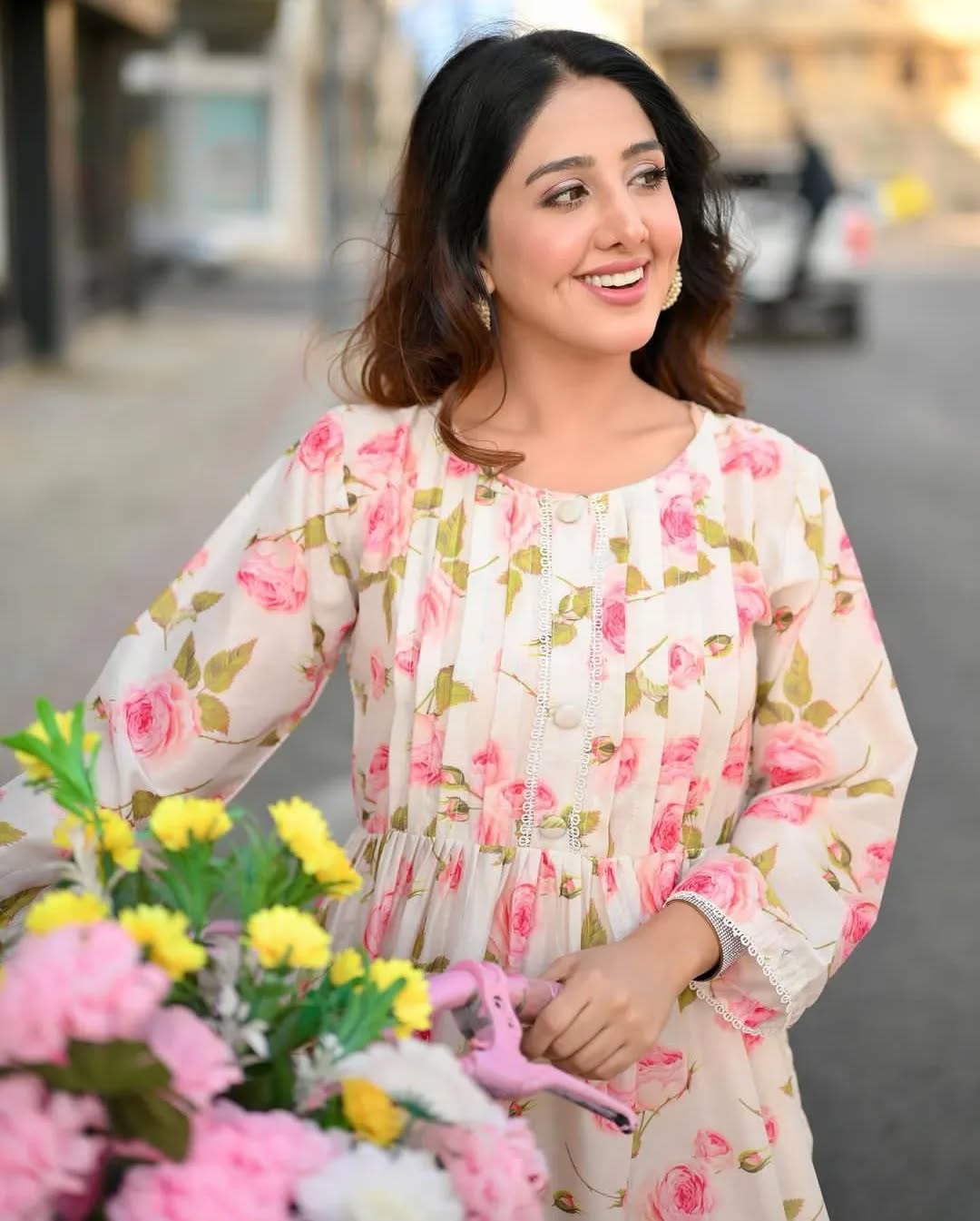 Blush Rose Garden Tiered Midi Dress