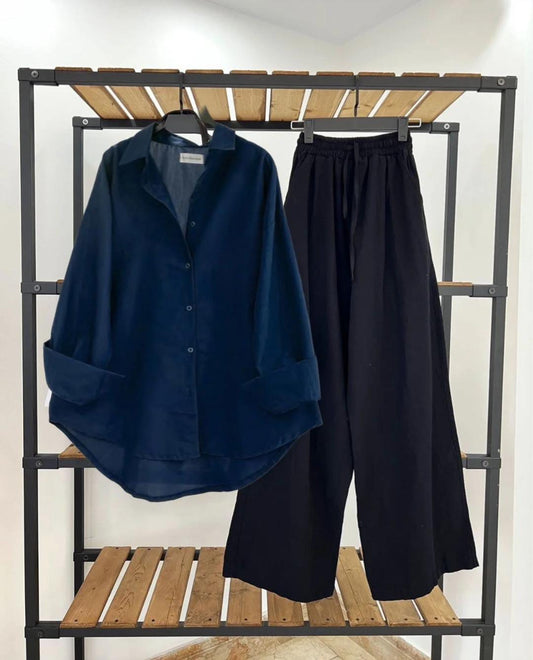 Navay Blue Shirt & Black Pant Set