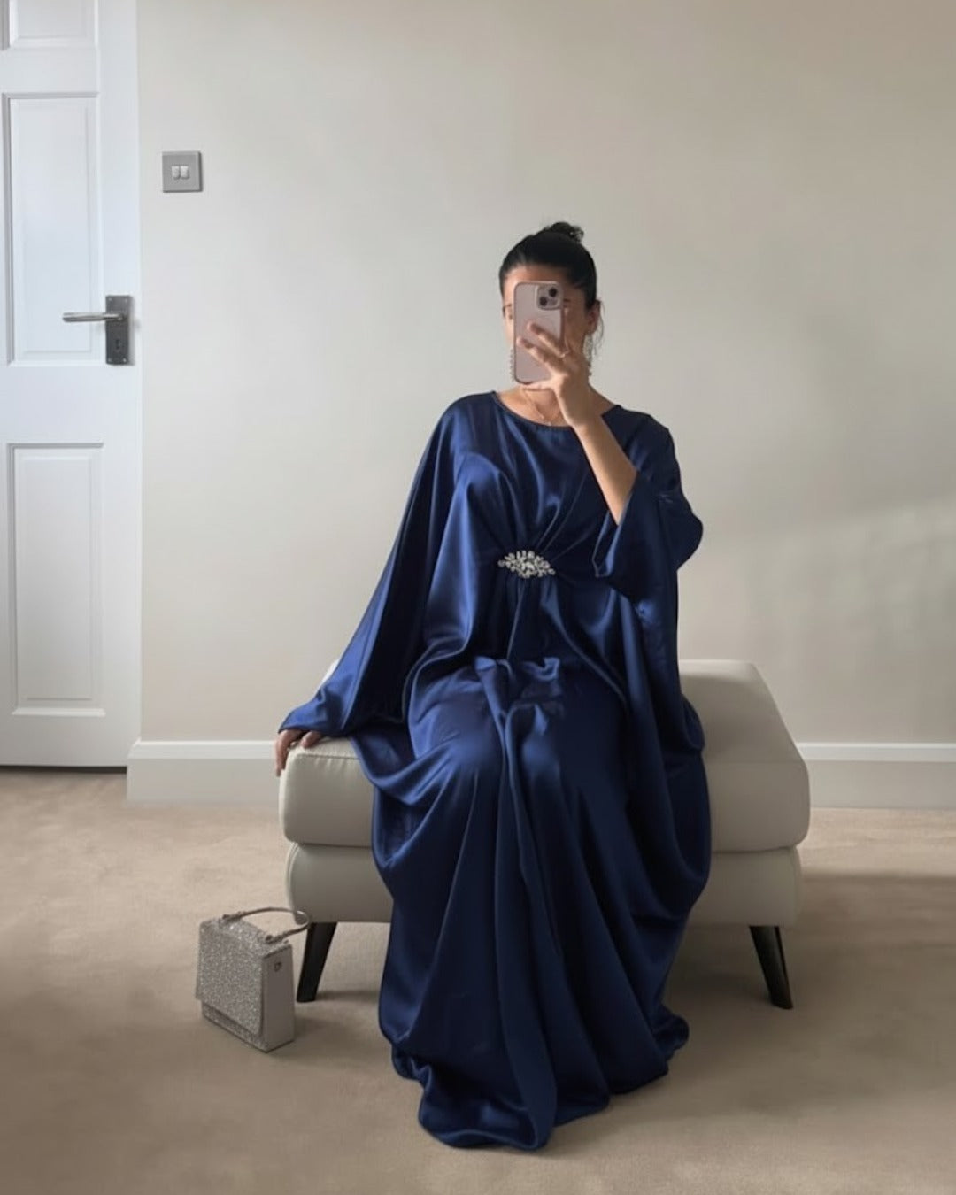 Sapphire Sparkle Embellished Evening Gown