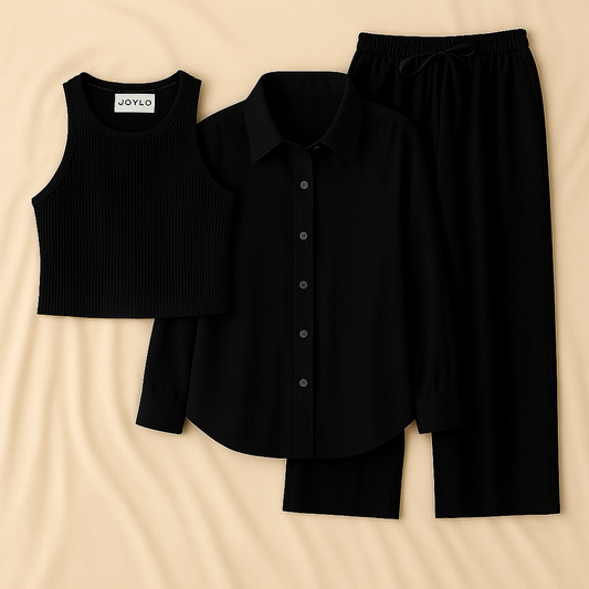 Black Shirt + Black Inner + Black Trouser