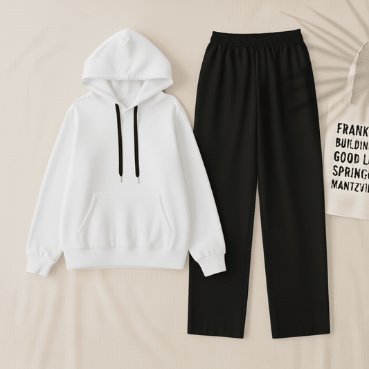 White Hoodie & Black Flapper Trouser